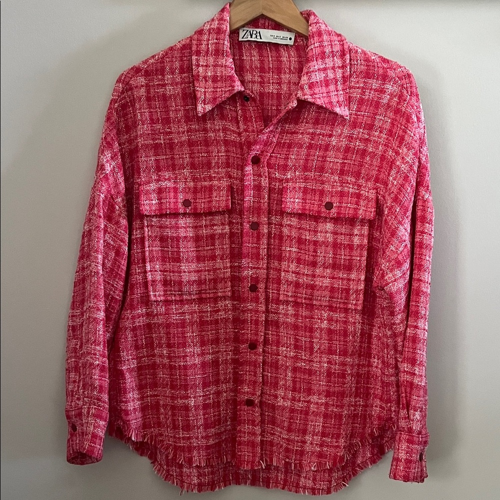 ZARA Pink Tweed Jacket/Shacket size small